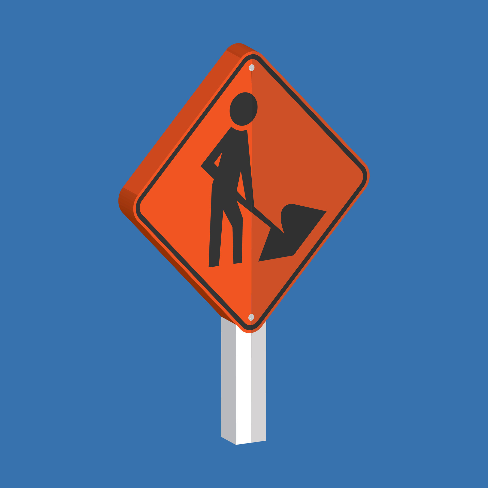 road construction ahead 1km Sign 3d shape vector illustration 34212127