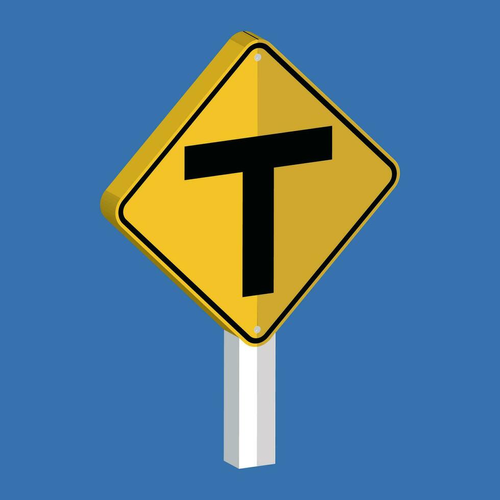 T Symbol Intersection Sign 3d shape vector illustration