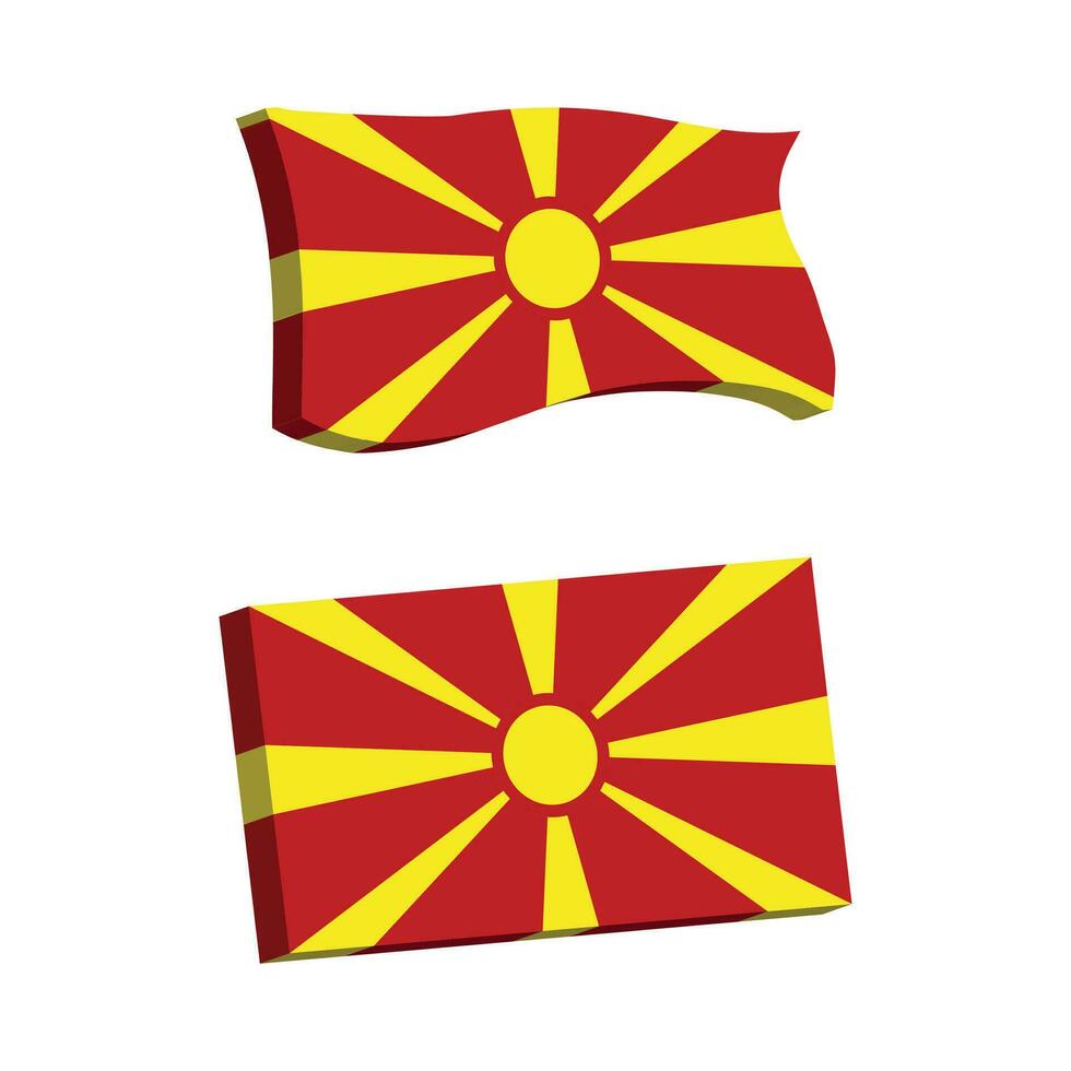 North Macedonia Flag 3d shape vector illustration