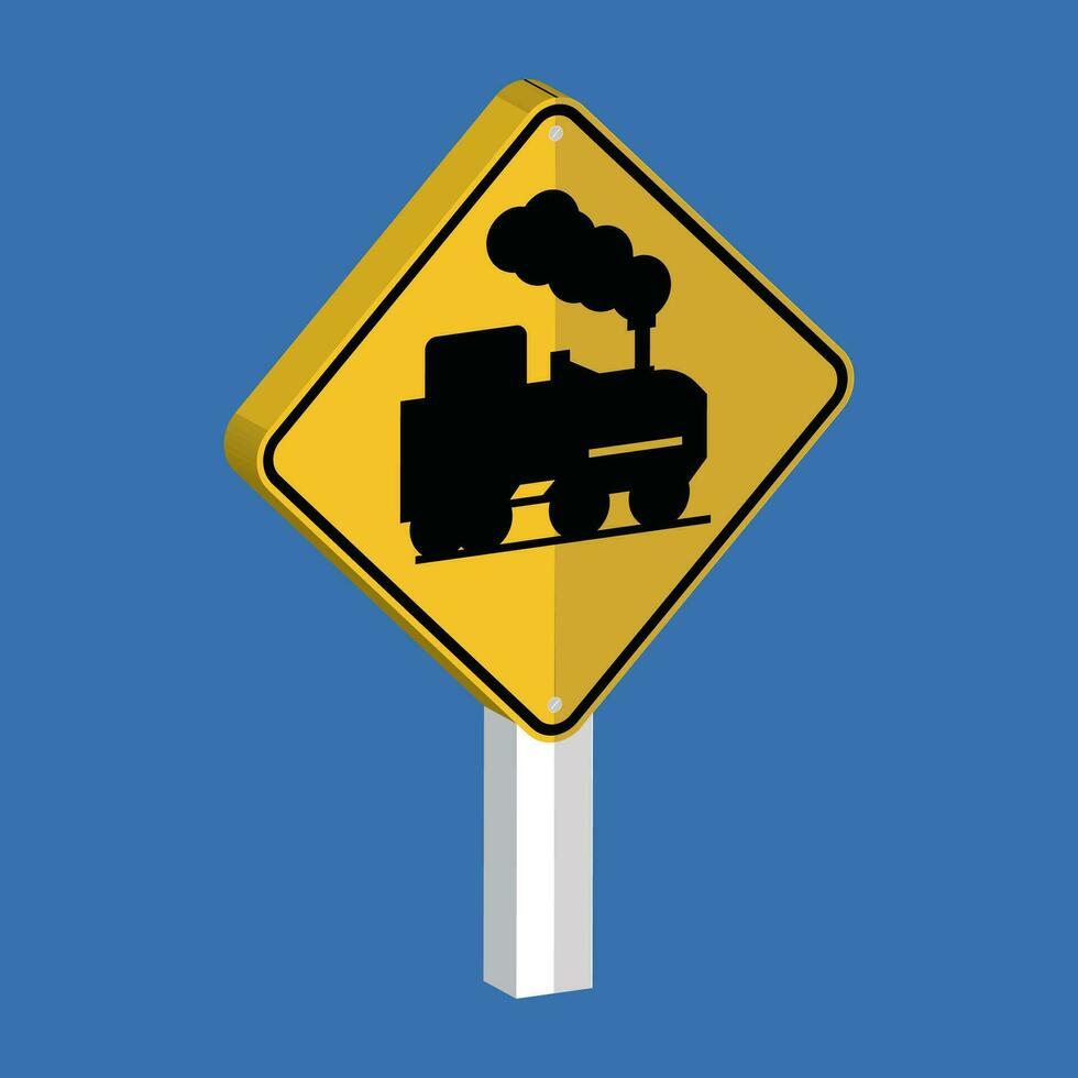 Open railroad crossing sign 3d shape vector illustration