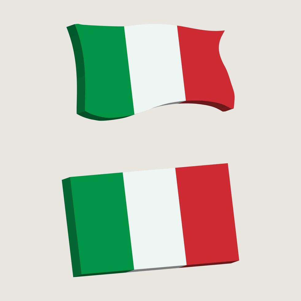 Italia bandera 3d forma vector ilustración