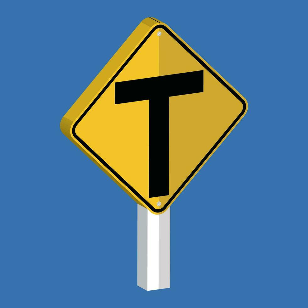 T Symbol Intersection Sign 3d shape vector illustration