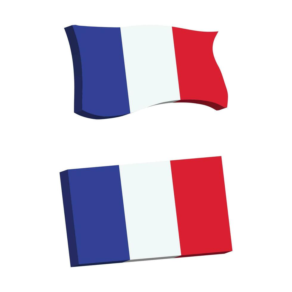 Francia bandera 3d forma vector ilustración