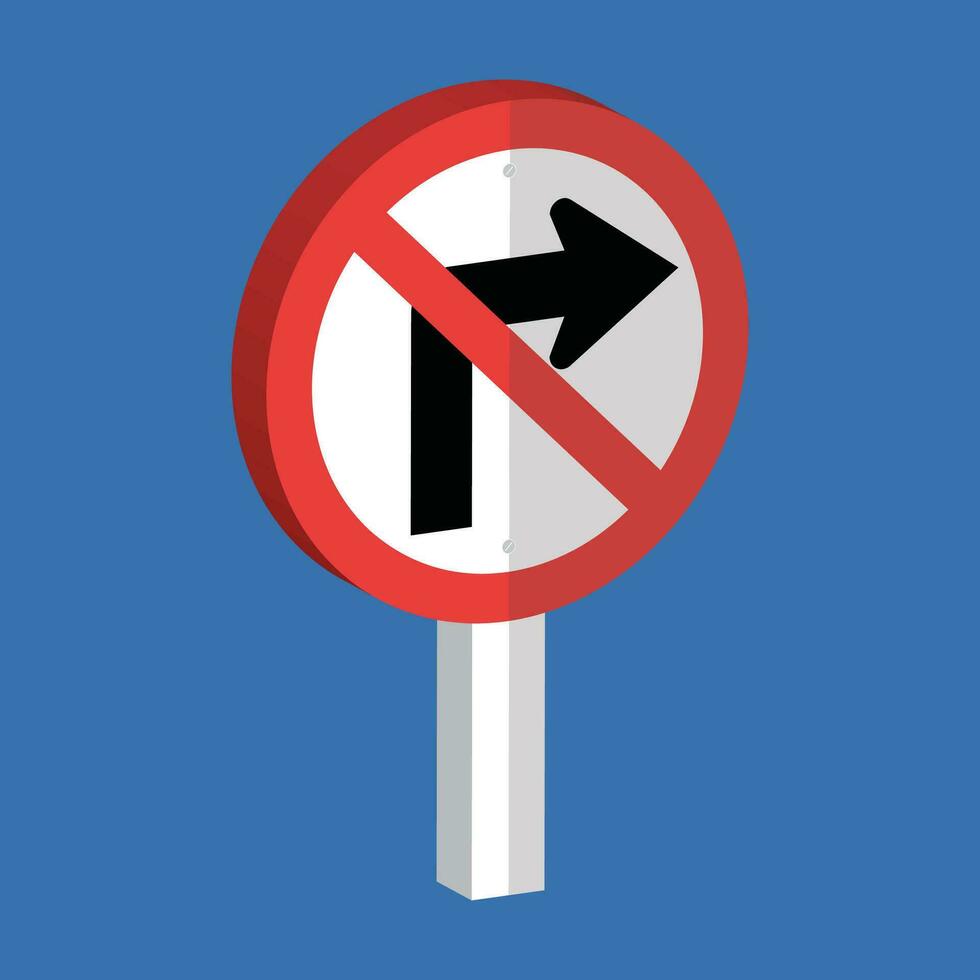 No Right Turn Sign Mutcd 3d shape vector illustration