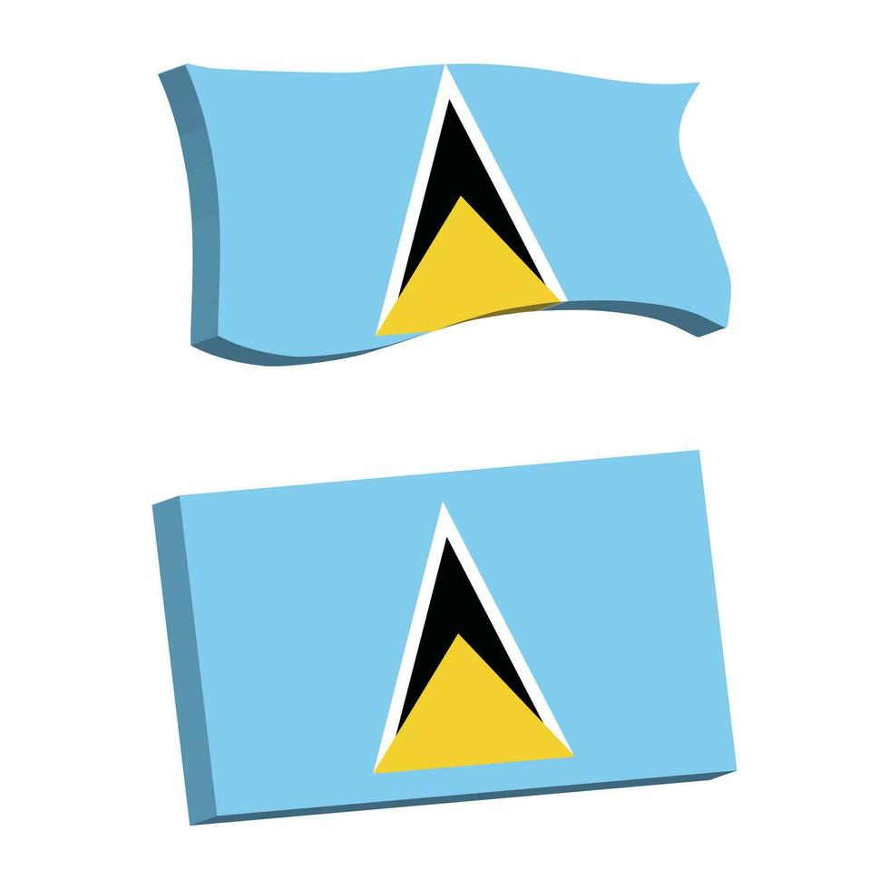 Saint Lucia Flag 3d shape vector illustration