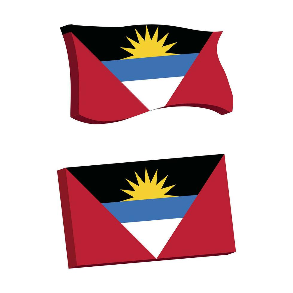 Antigua and Barbuda Flag 3d shape vector illustration