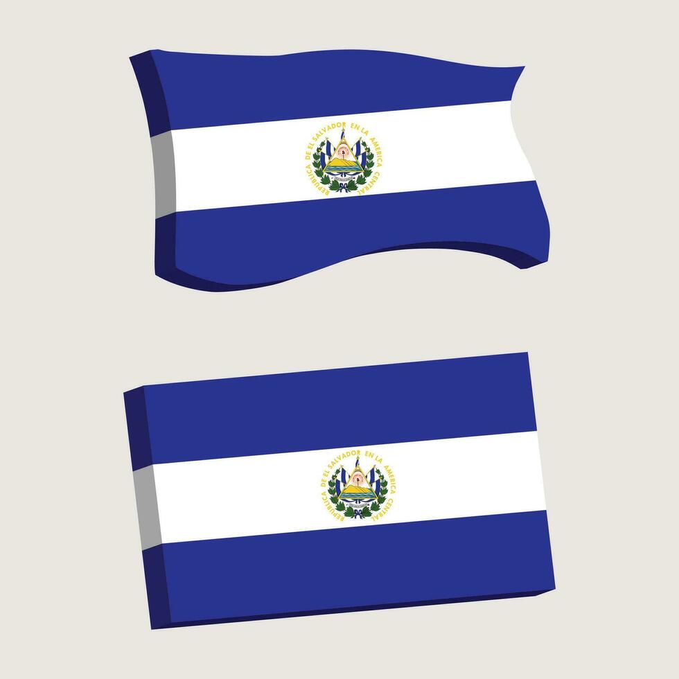 El Salvador Flag 3d shape vector illustration