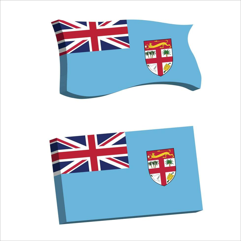 Fiji bandera 3d forma vector ilustración