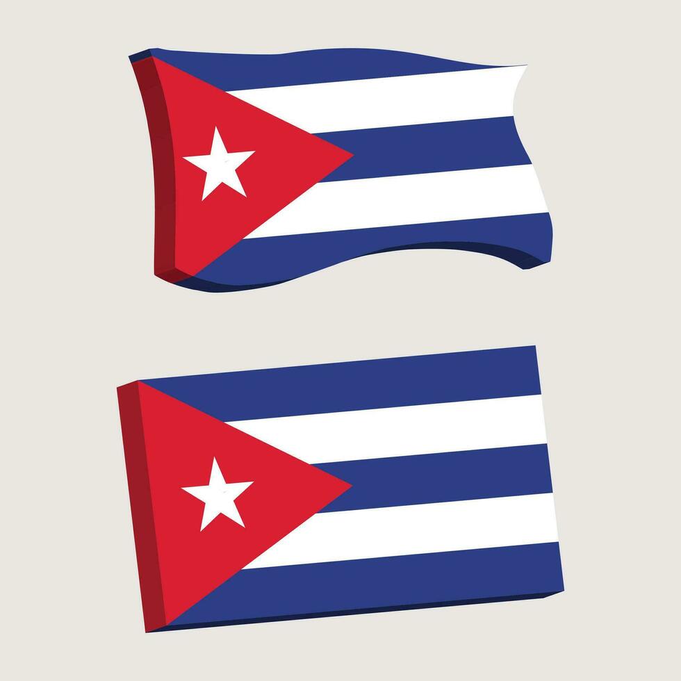 Cuba bandera 3d forma vector ilustración