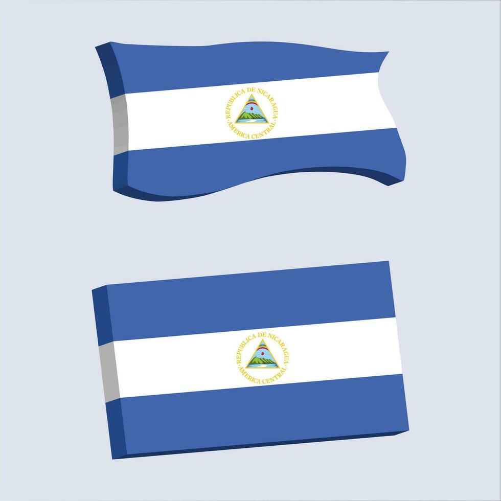 Nicaragua bandera 3d forma vector ilustración