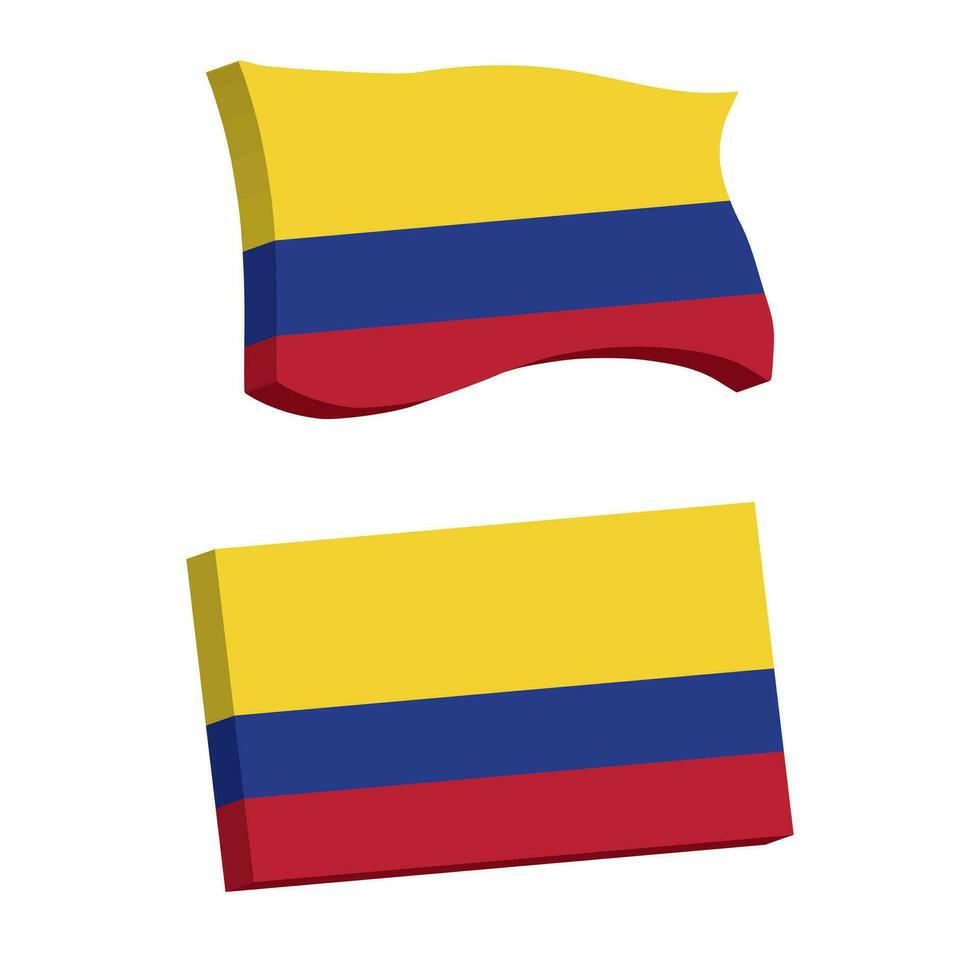 Colombian Flag 3d shape vector illustration