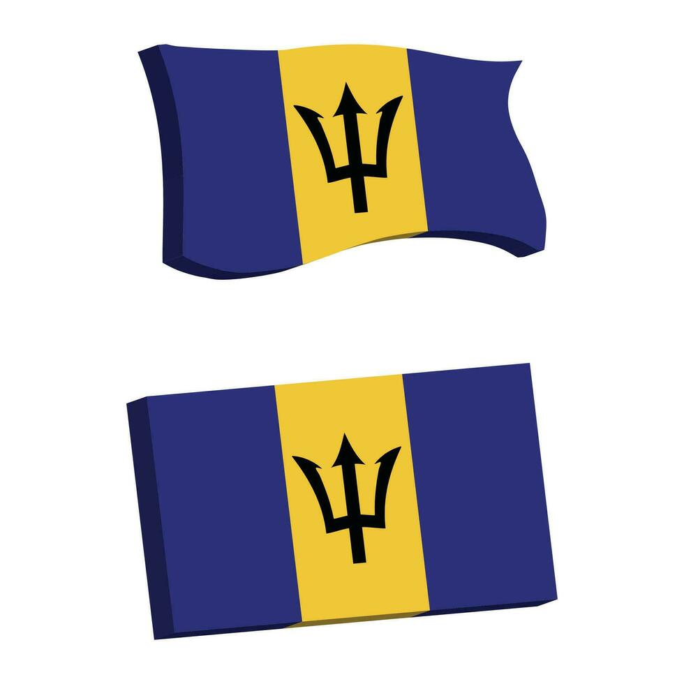 Barbados Flag 3d shape vector illustration