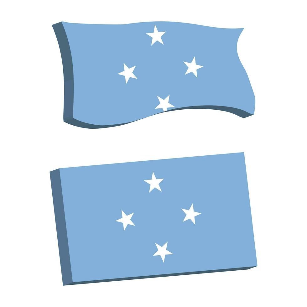 federado estados de micronesia bandera 3d forma vector ilustración