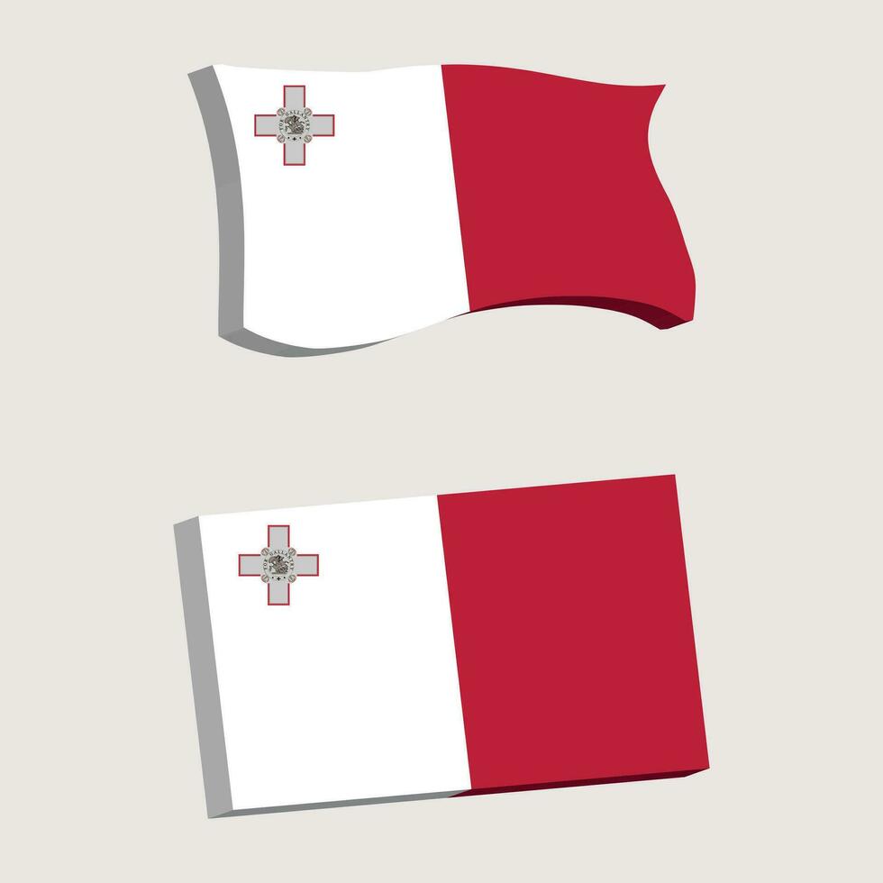 Malta bandera 3d forma vector ilustración