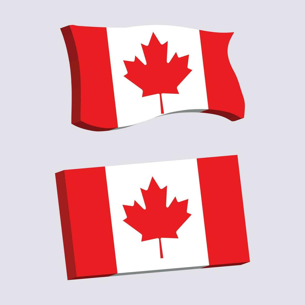 Canadá bandera 3d forma vector ilustración