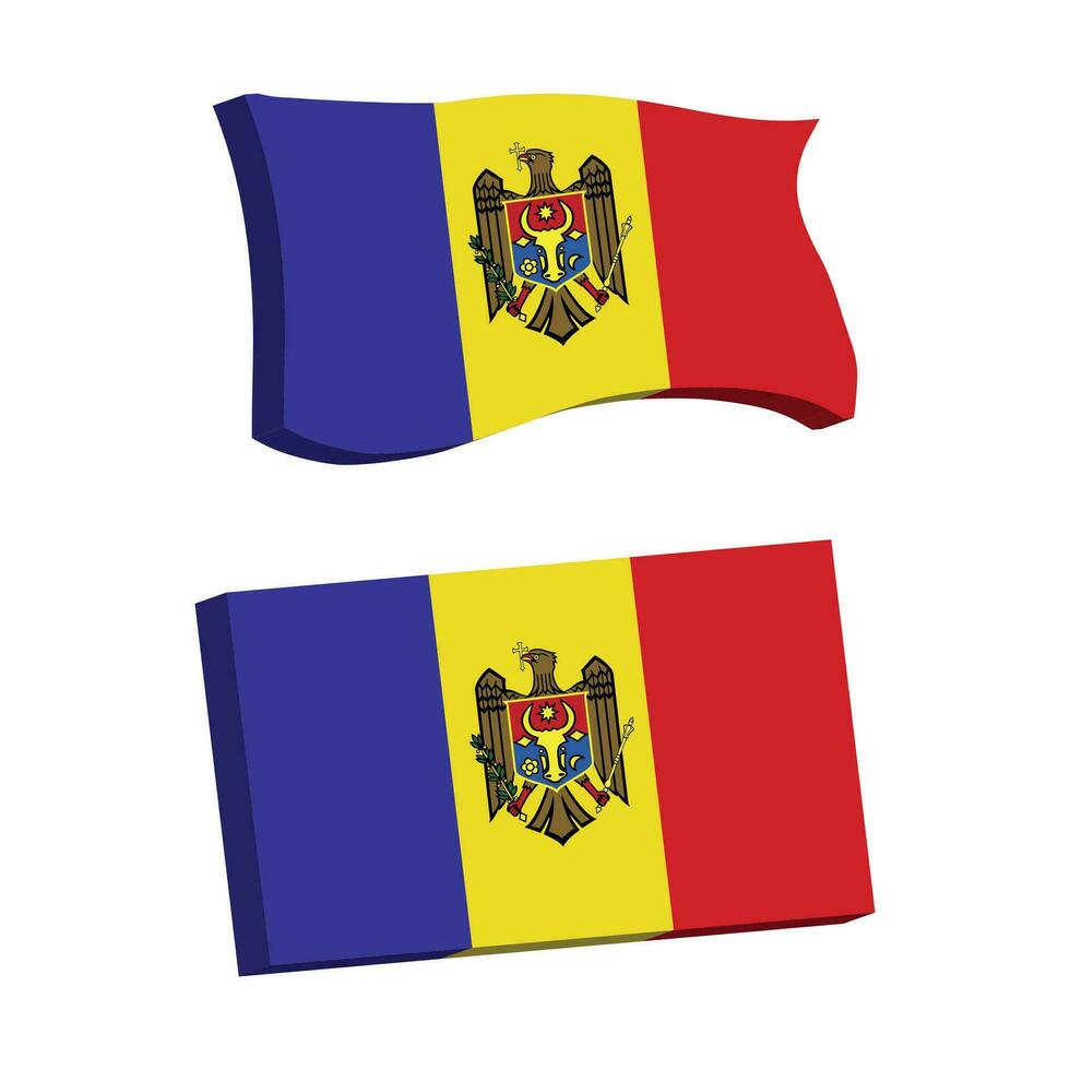 Moldova Flag 3d shape vector illustration