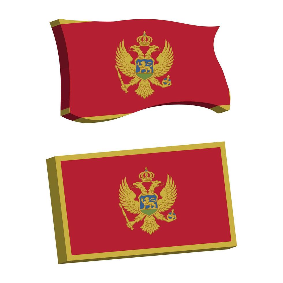 montenegro bandera 3d forma vector ilustración