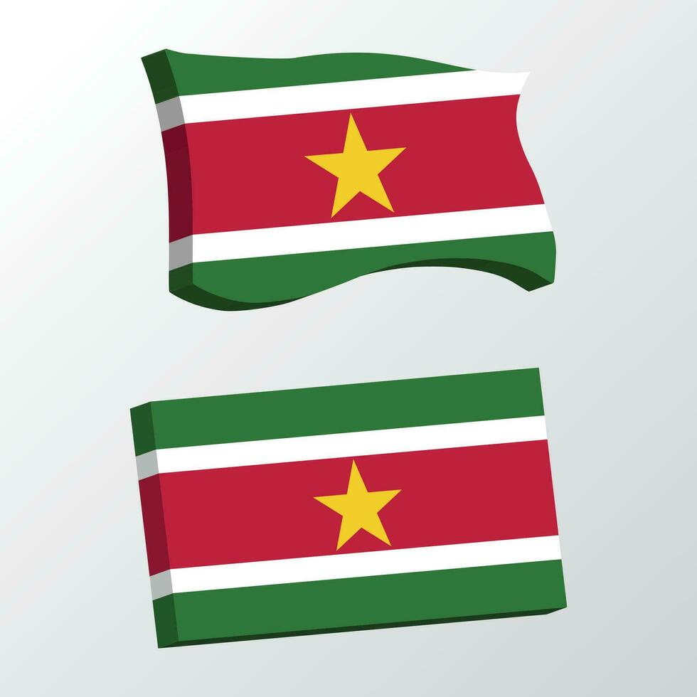 Suriname Flag 3d shape vector illustration