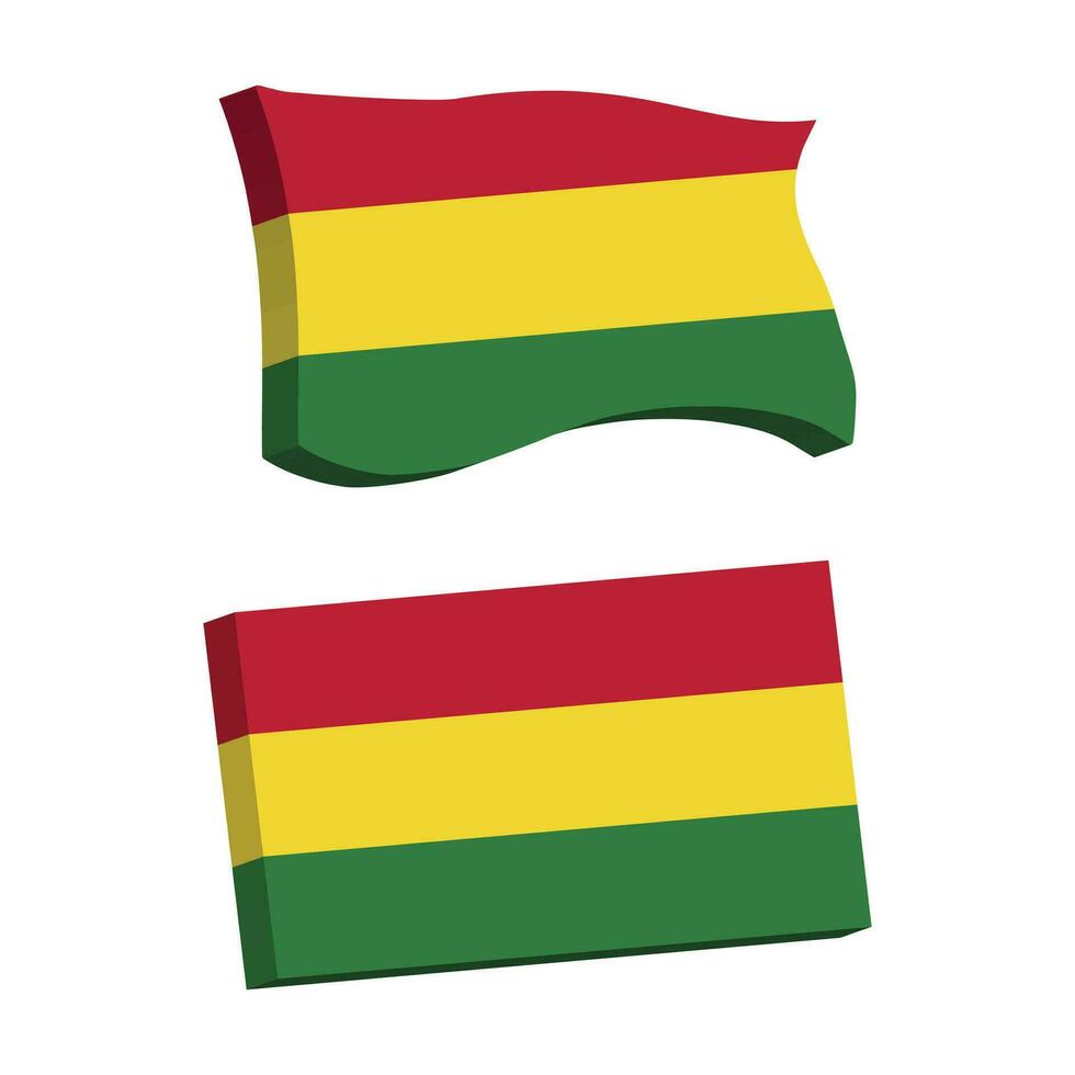 Bolivia Flag 3d shape vector illustration