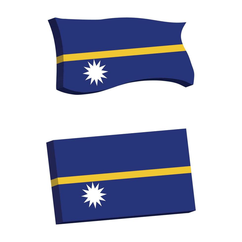 Nauru Flag 3d shape vector illustration