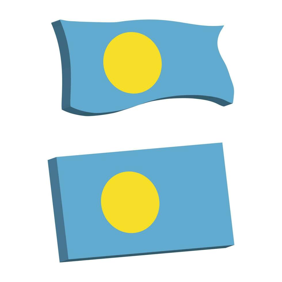 Palau Flag 3d shape vector illustration