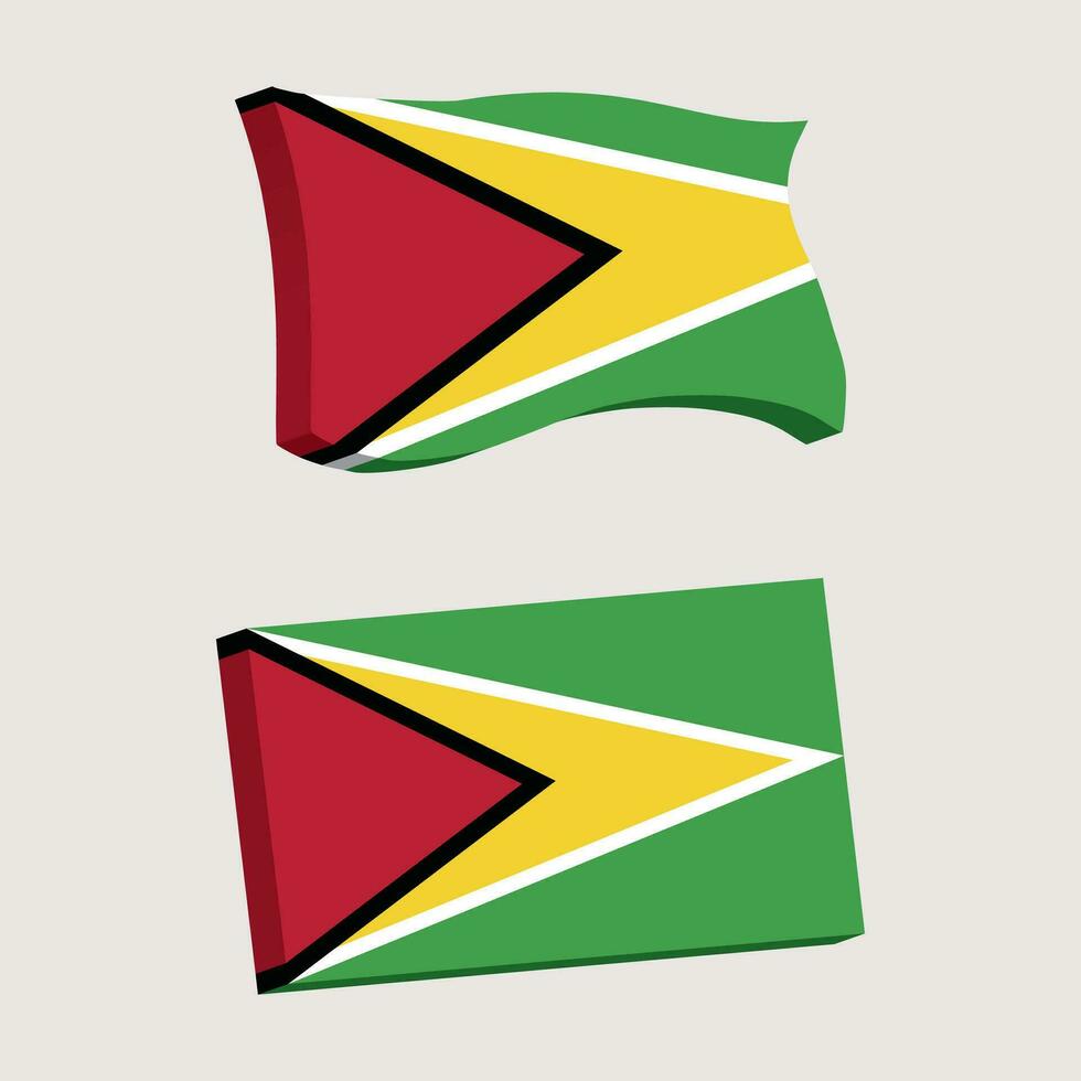 Guayana bandera 3d forma vector ilustración