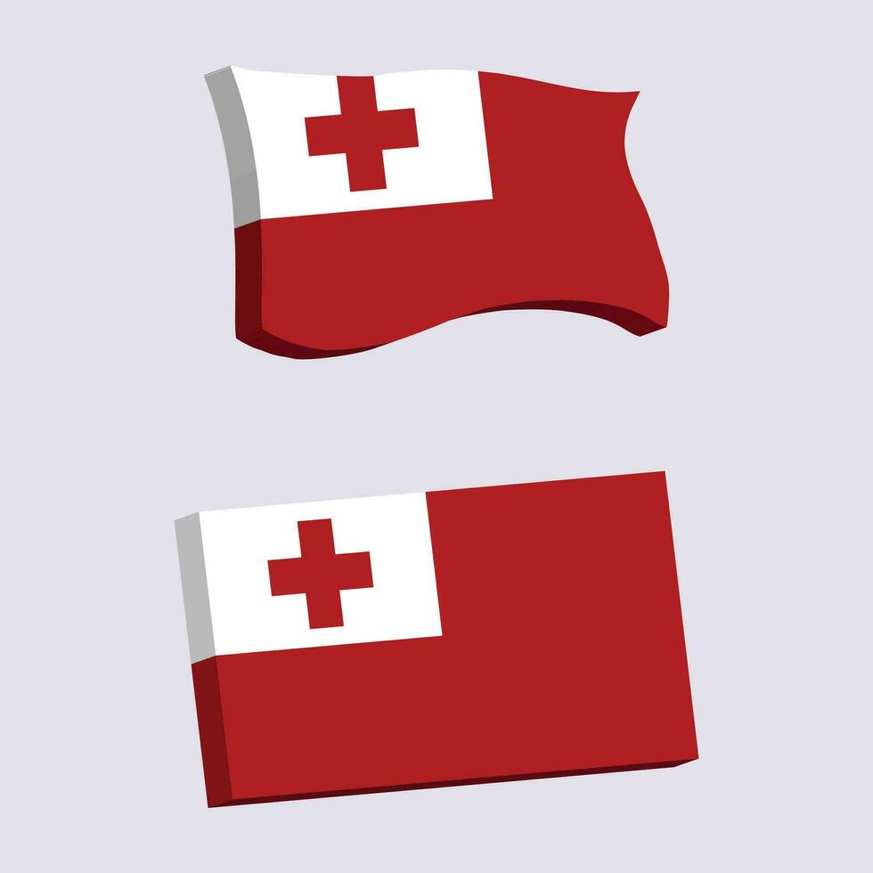 Tonga Flag 3d shape vector illustration