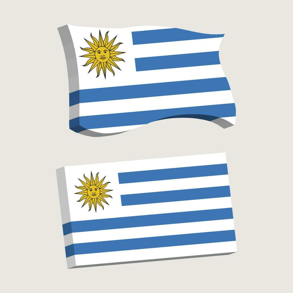Uruguay bandera 3d forma vector ilustración