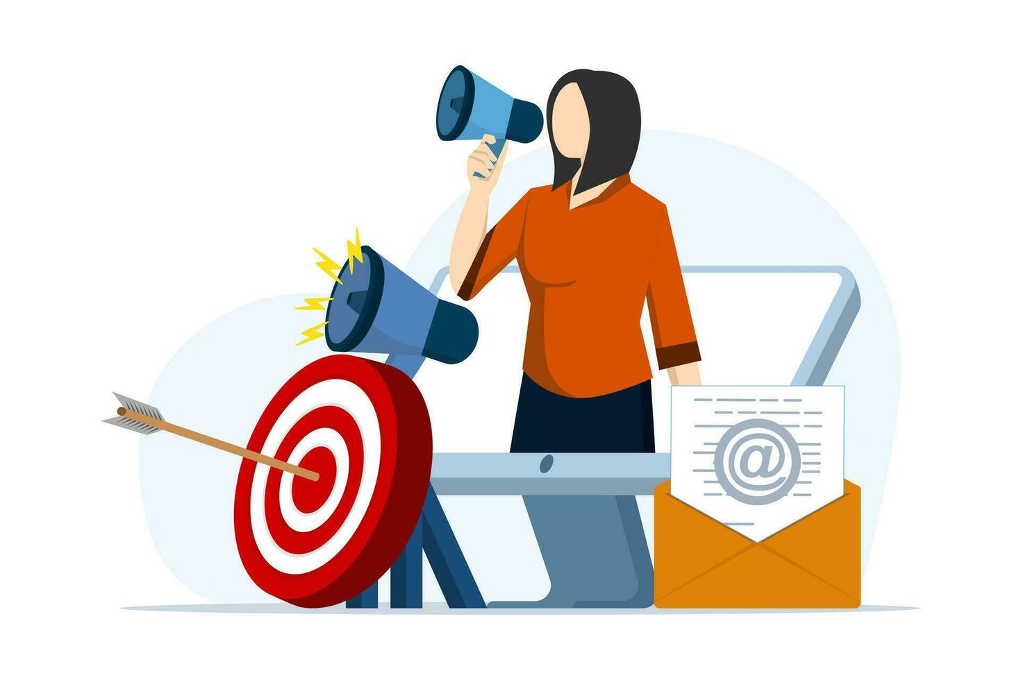 Email marketing concept, online business strategy, Advertising, Email newsletter, message, Marketing material concept for landing page, web banner, social media, infographic. flat vector illustration.