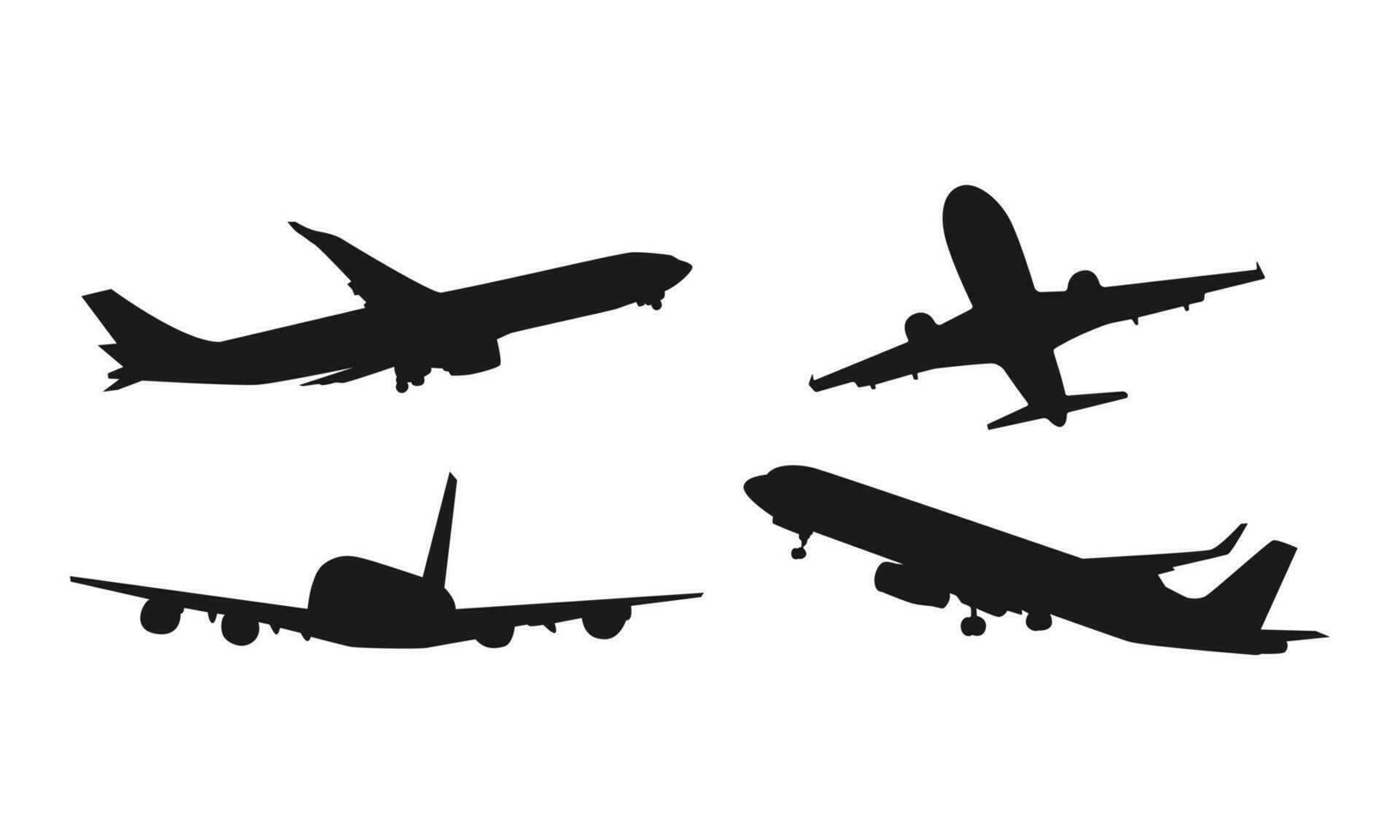 set of airplane silhouettes. isolated on white background. vector illustration.