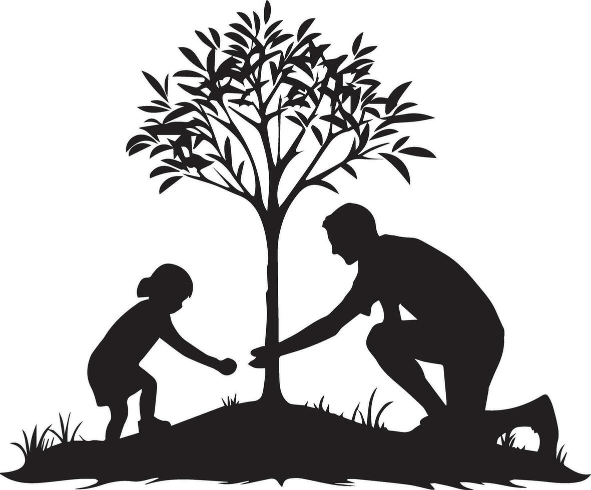 tree plantation vector silhouette 6