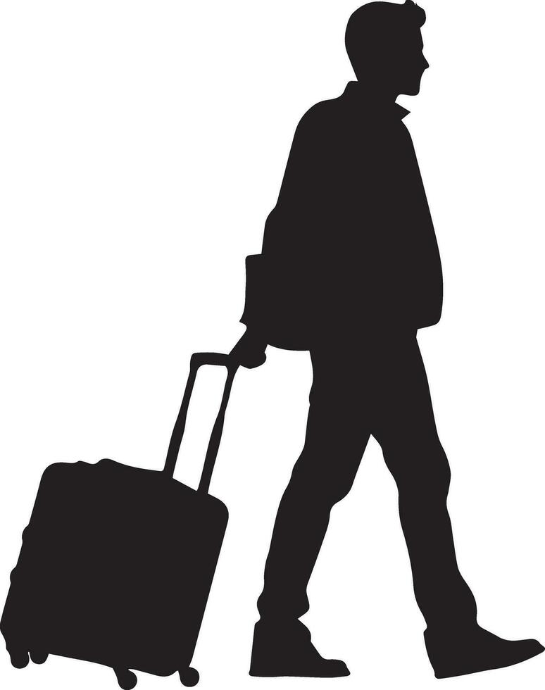 A Traveler going to with travel bag vector silhouette 4