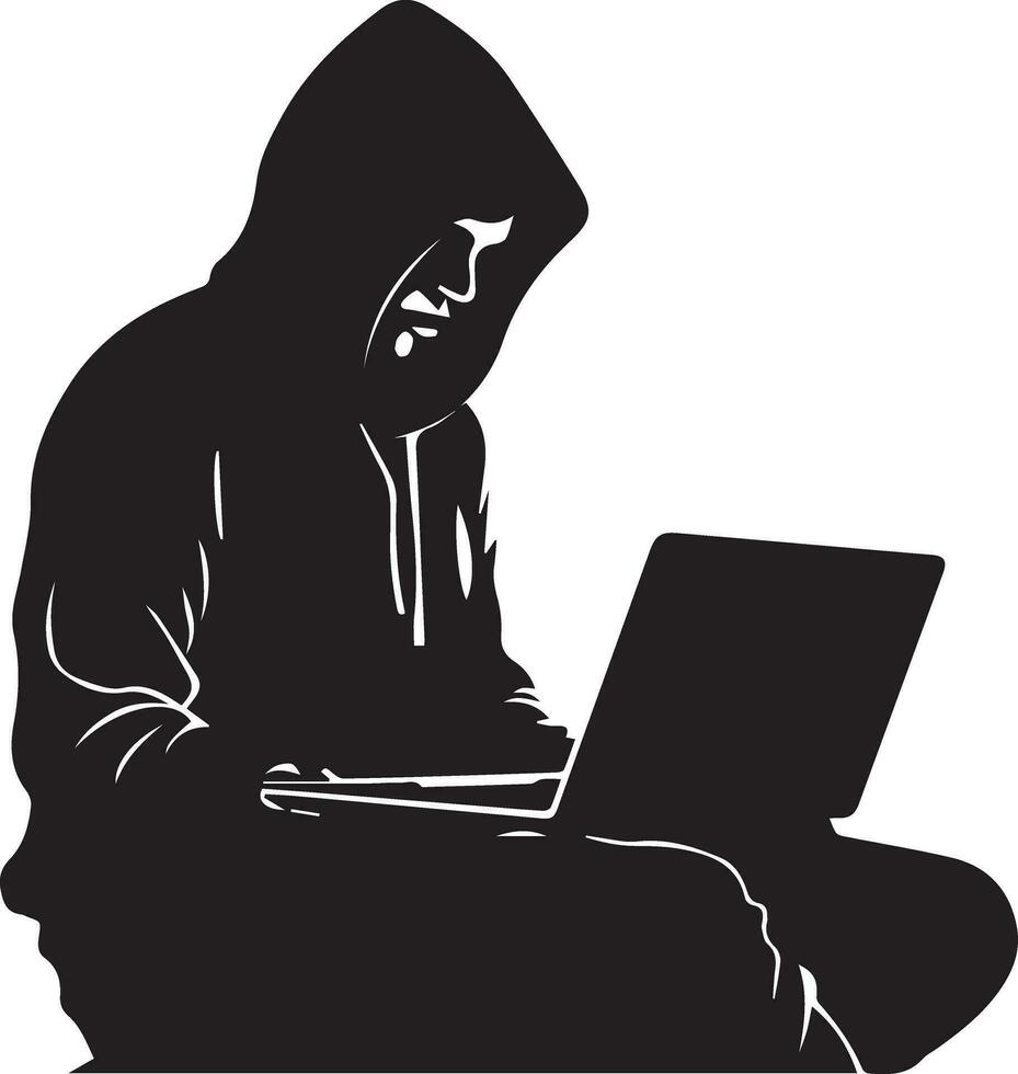 Hacker vector silhouette illustration 14