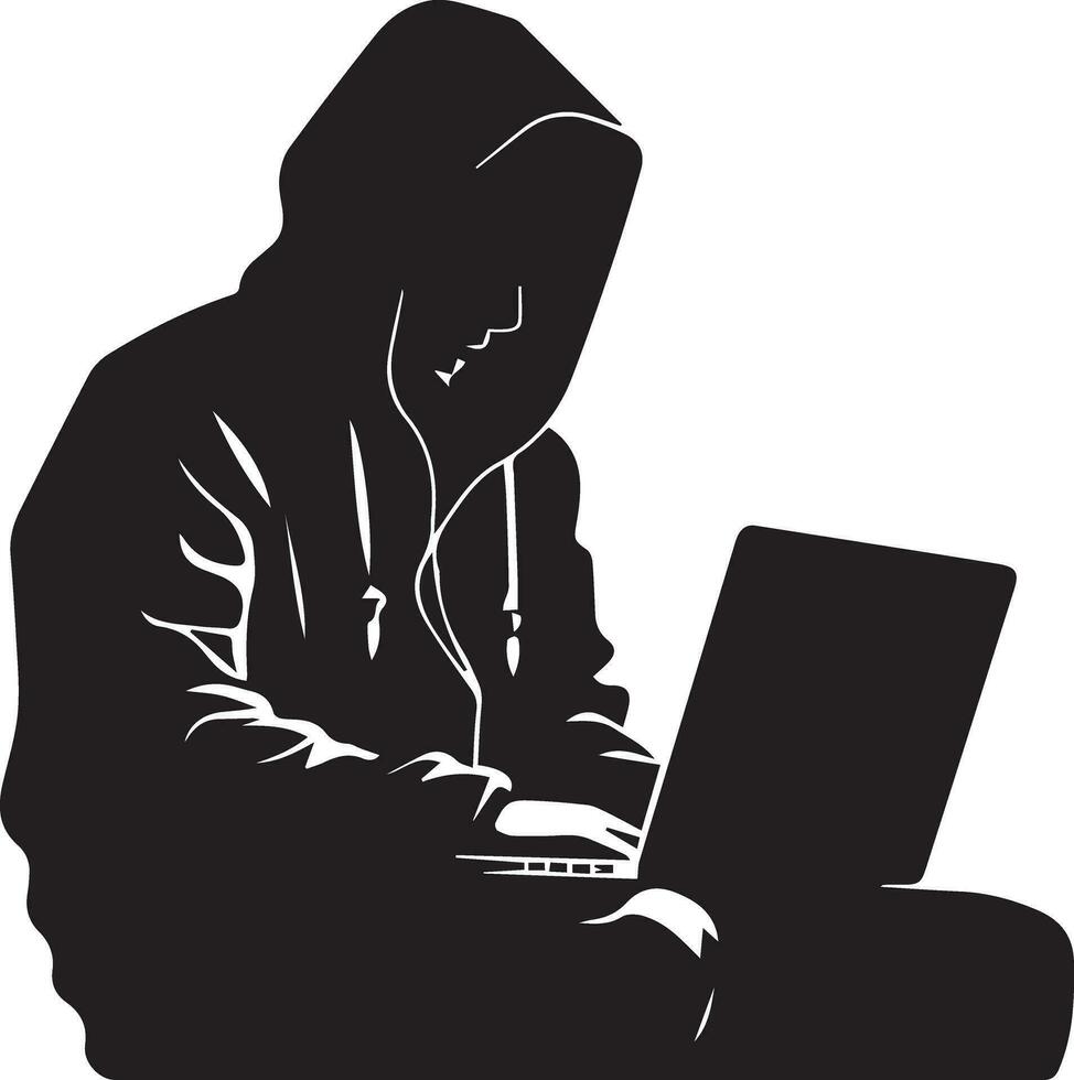 Hacker vector silhouette illustration 15
