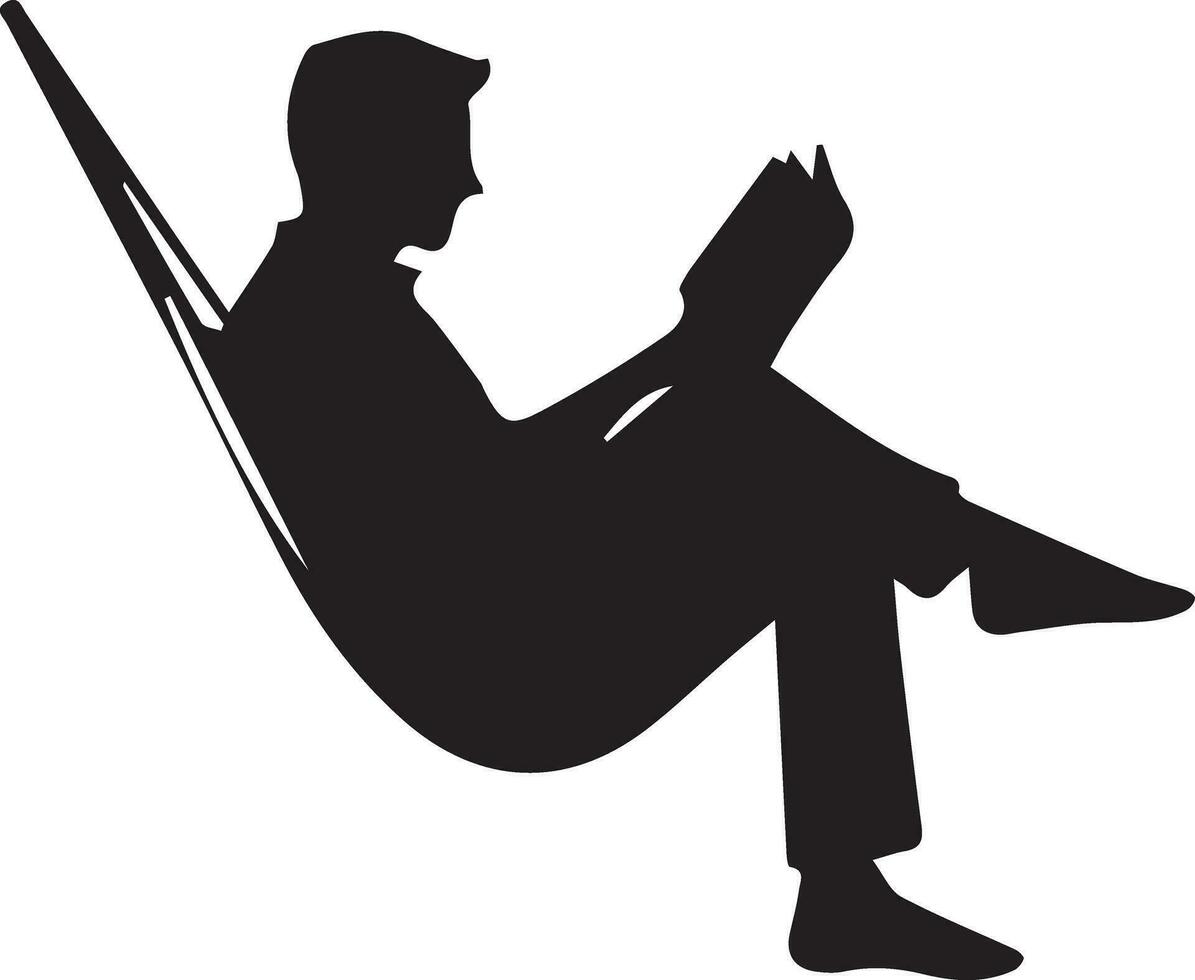 Reading man on hammock vector silhouette 3