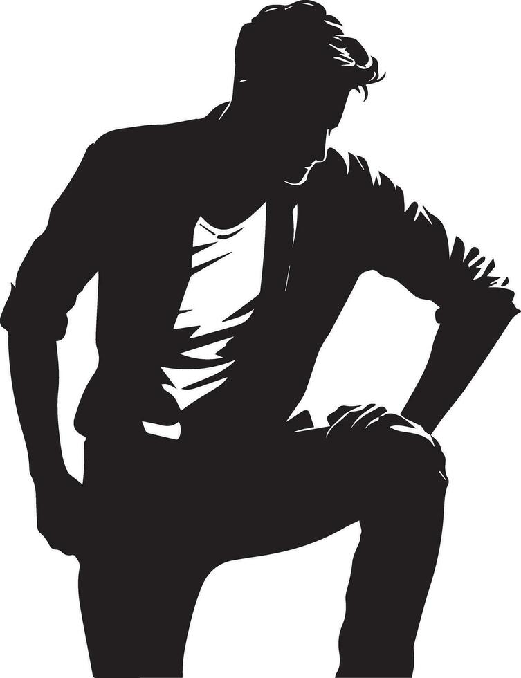 Man pose vector silhouette illustration, a flat man style vector silhouette