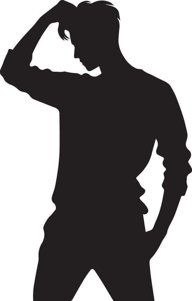 Man pose vector silhouette illustration, a flat man style vector silhouette