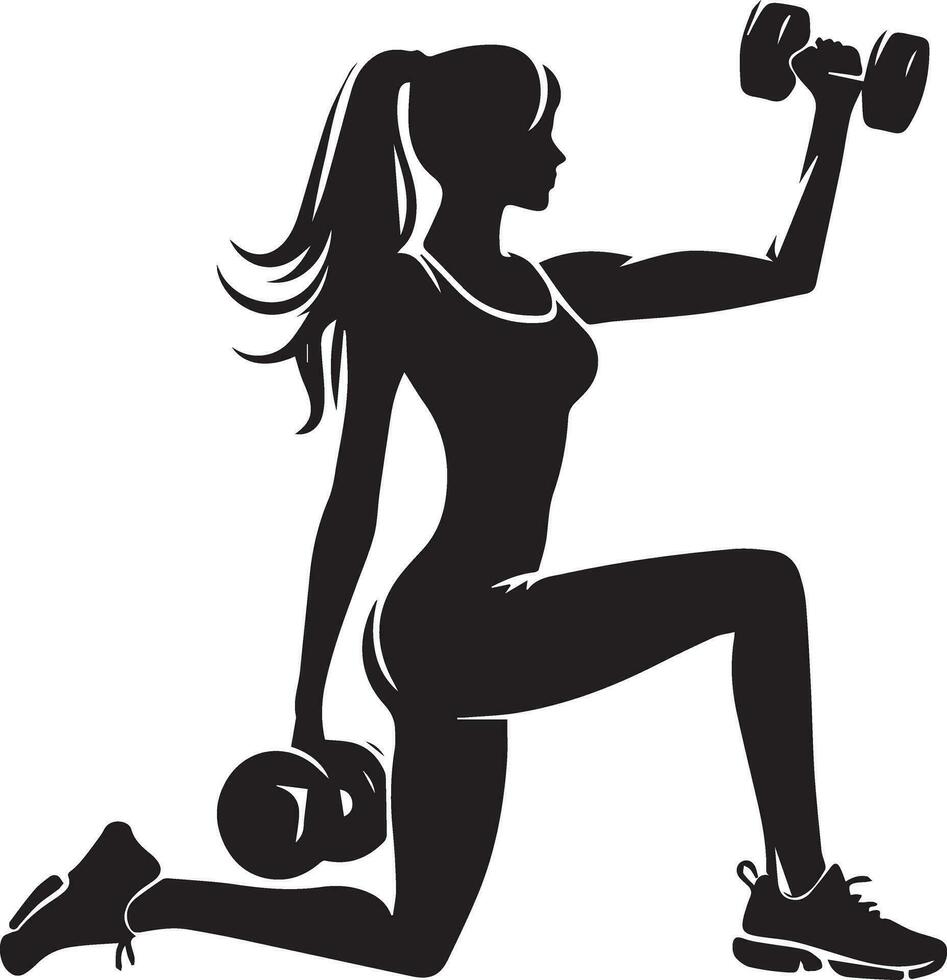 mujer haciendo gimnasio vector silueta ilustración negro color