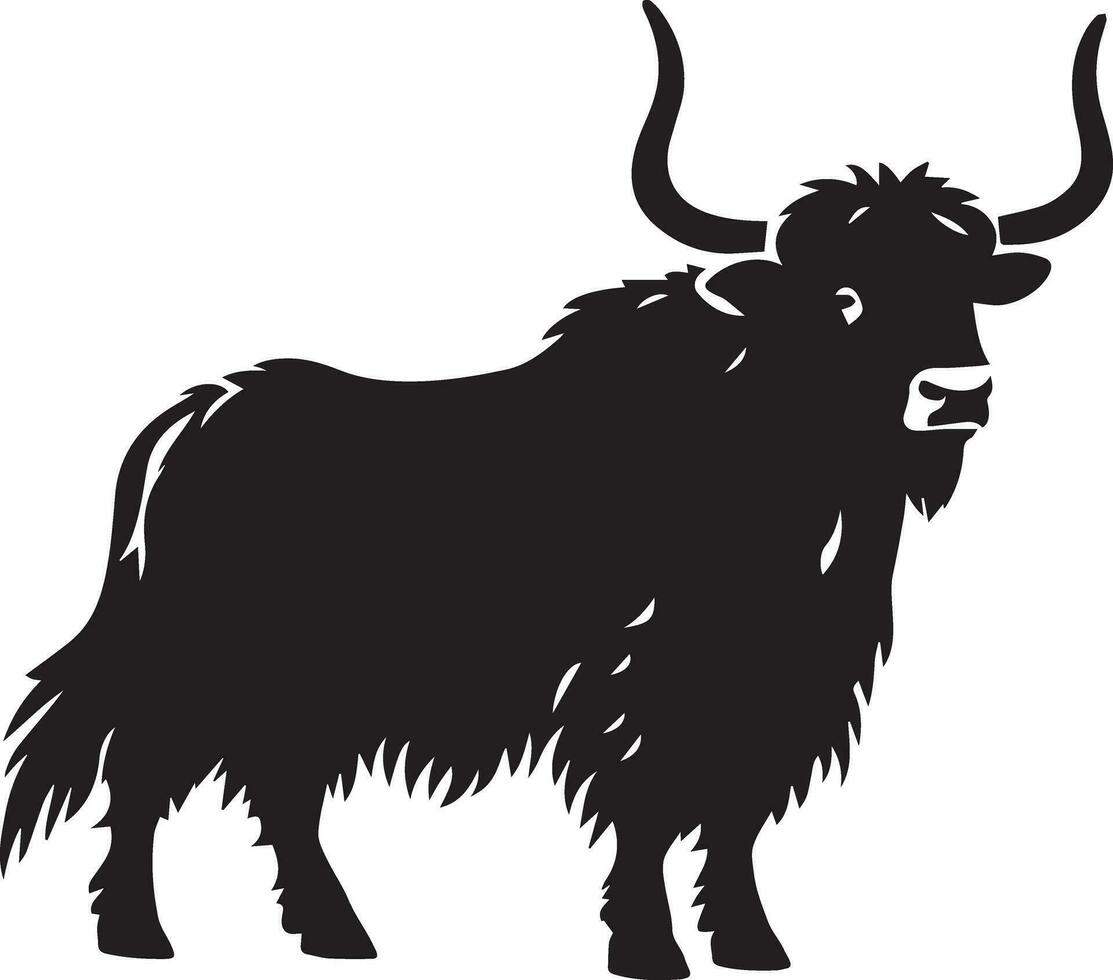 Yak animal vector silhouette illustration black color
