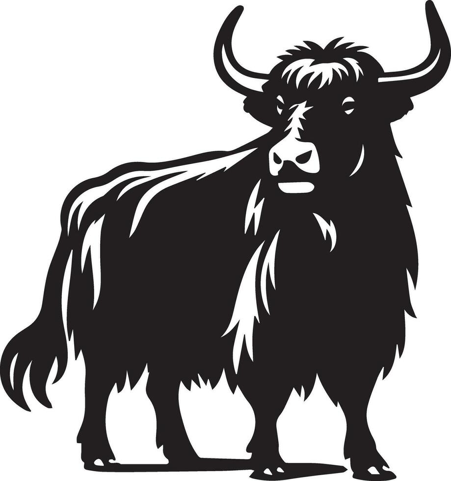 Yak animal vector silhouette illustration black color