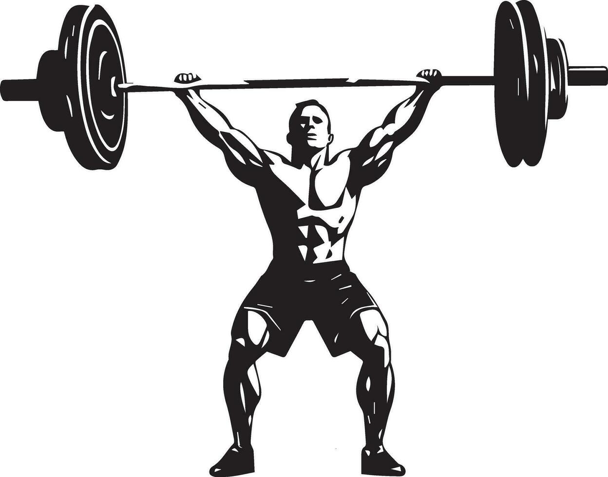 Weightlifter lifts big barbell vector silhouette 5