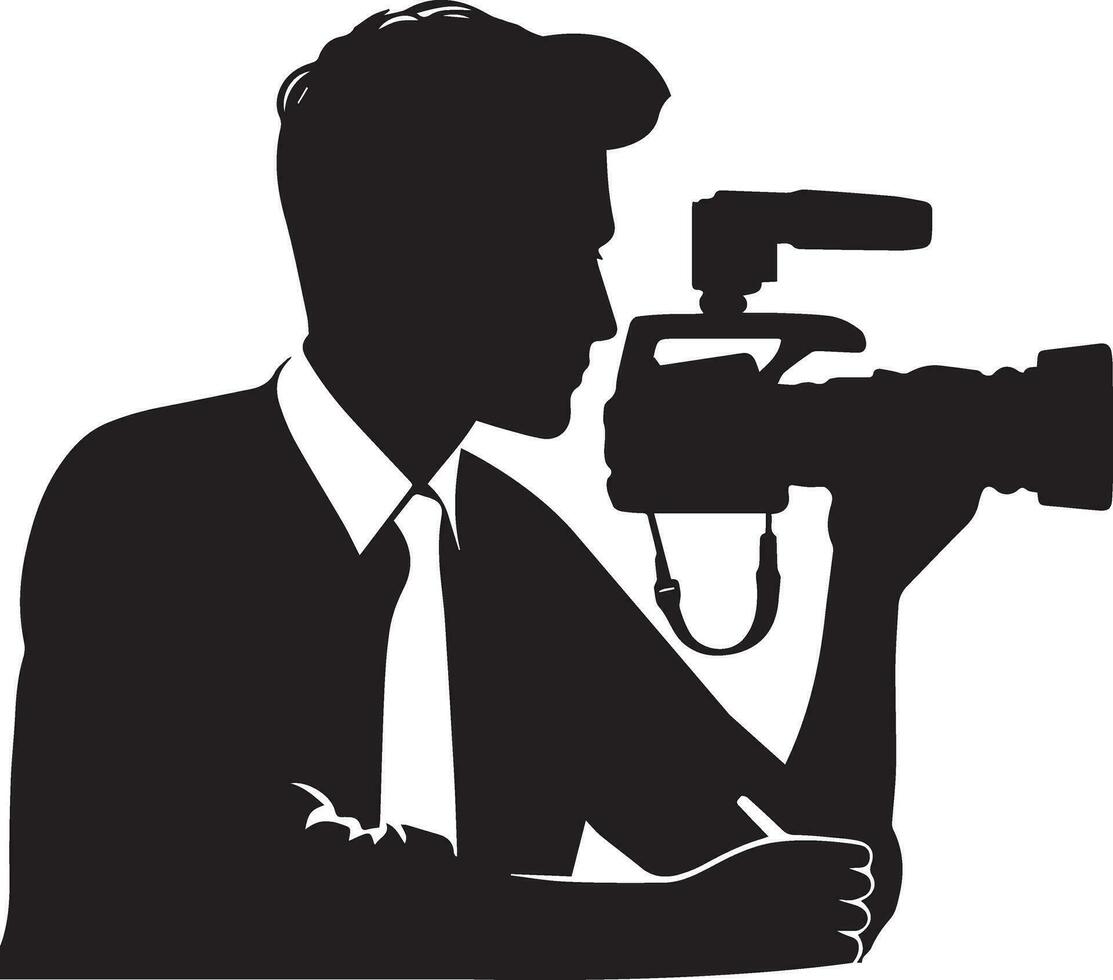 Male news presenter vector silhouette