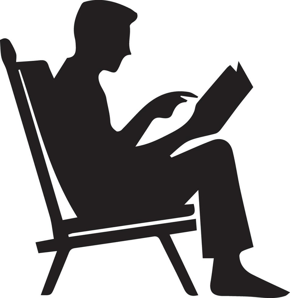 Reading man on hammock vector silhouette 5