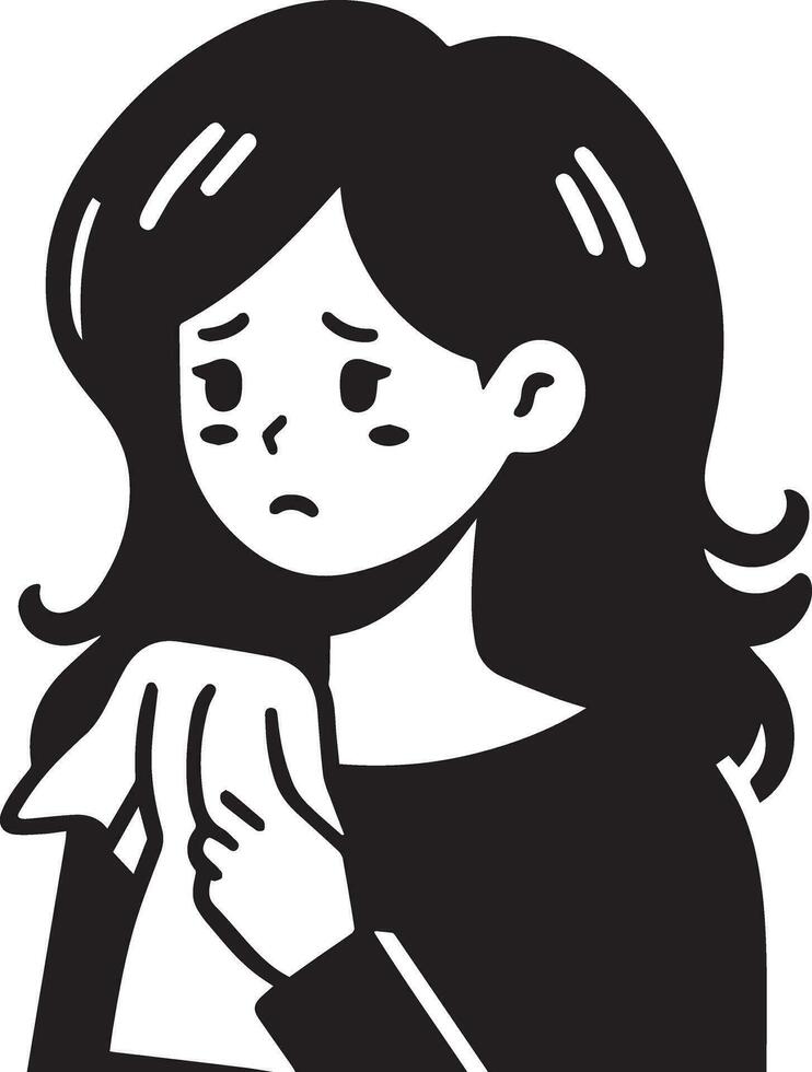 A Girl Got Fever and cold vector silhouette illustration