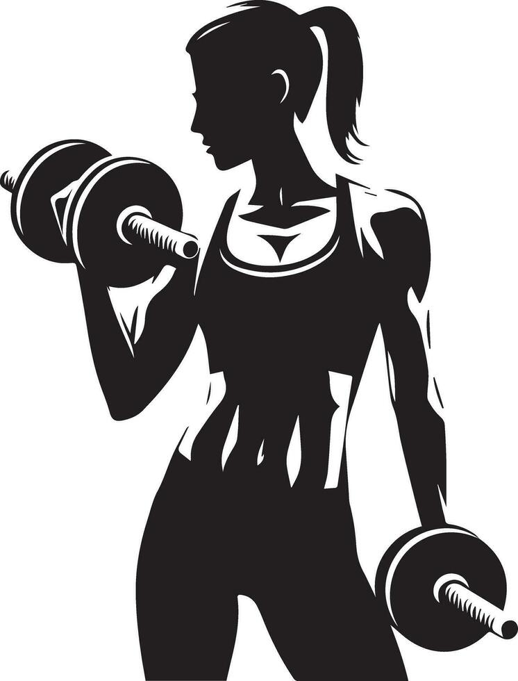 Woman Doing Gym Vector silhouette illustration black color