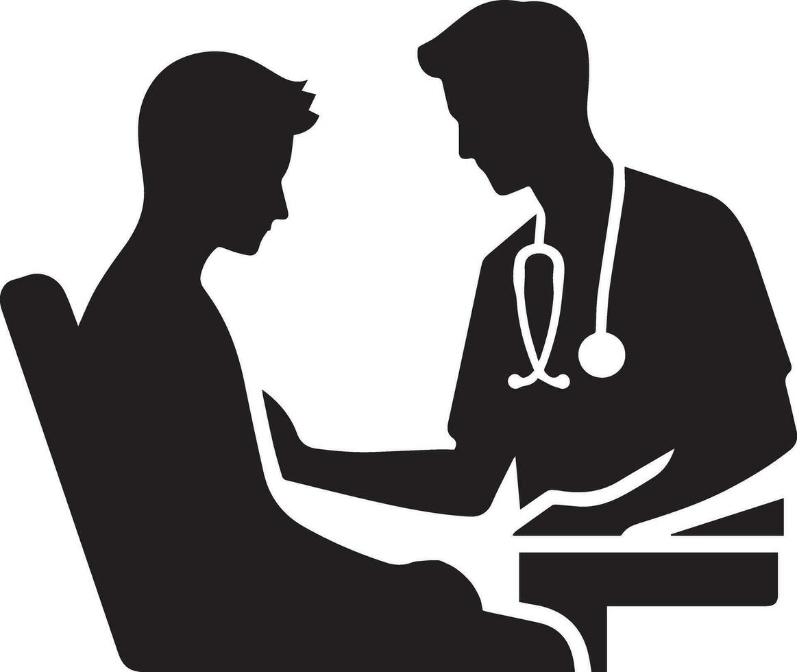 Doctor with patient vector silhouette illustraiton 3