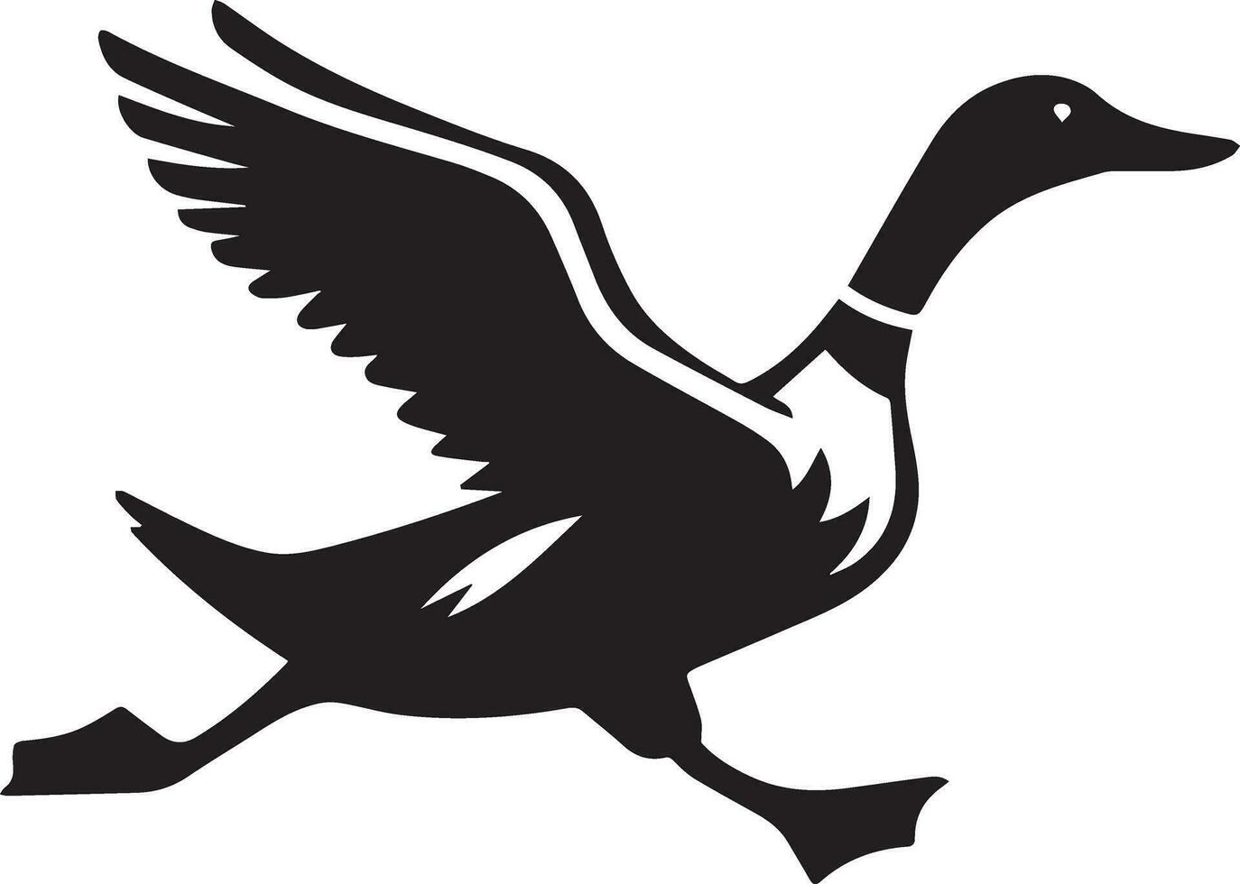 Flying Duck vector silhouette illustration black color