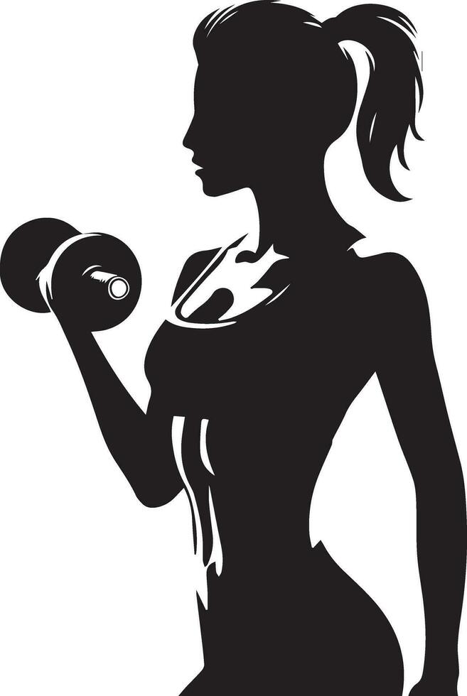 mujer haciendo gimnasio vector silueta ilustración negro color