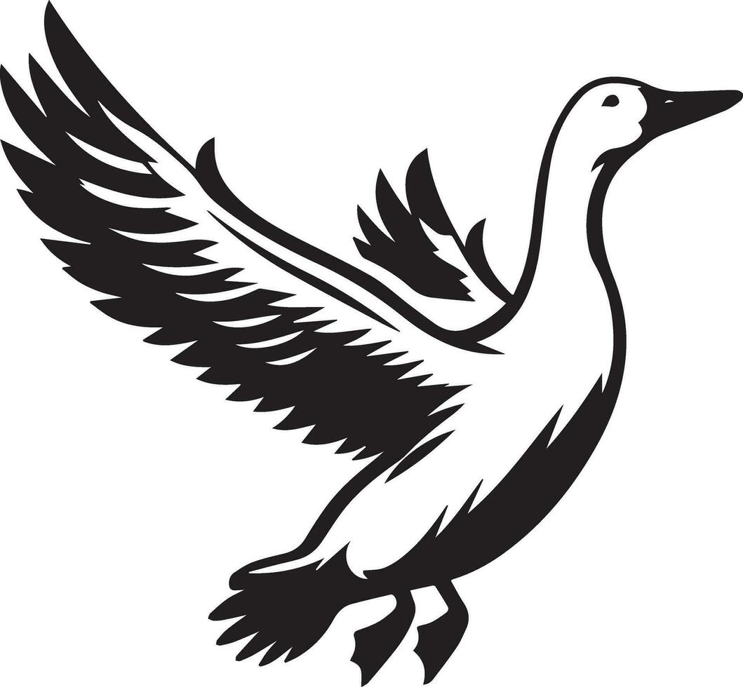Flying Duck vector silhouette illustration black color