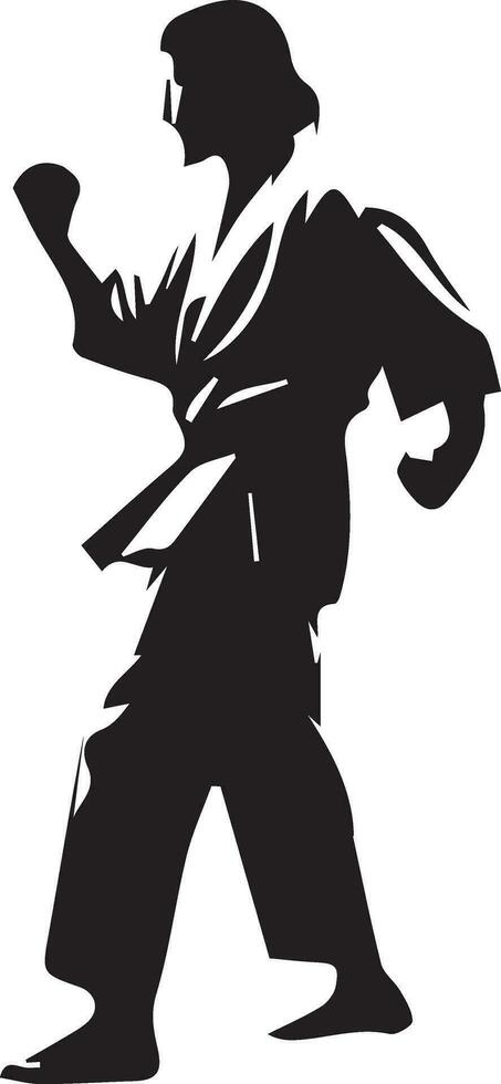 Kung fu man pose vector silhouette illustration 3